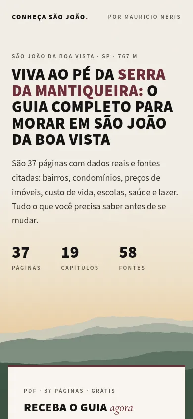 Versão para celular do site Landing page do Guia de São João